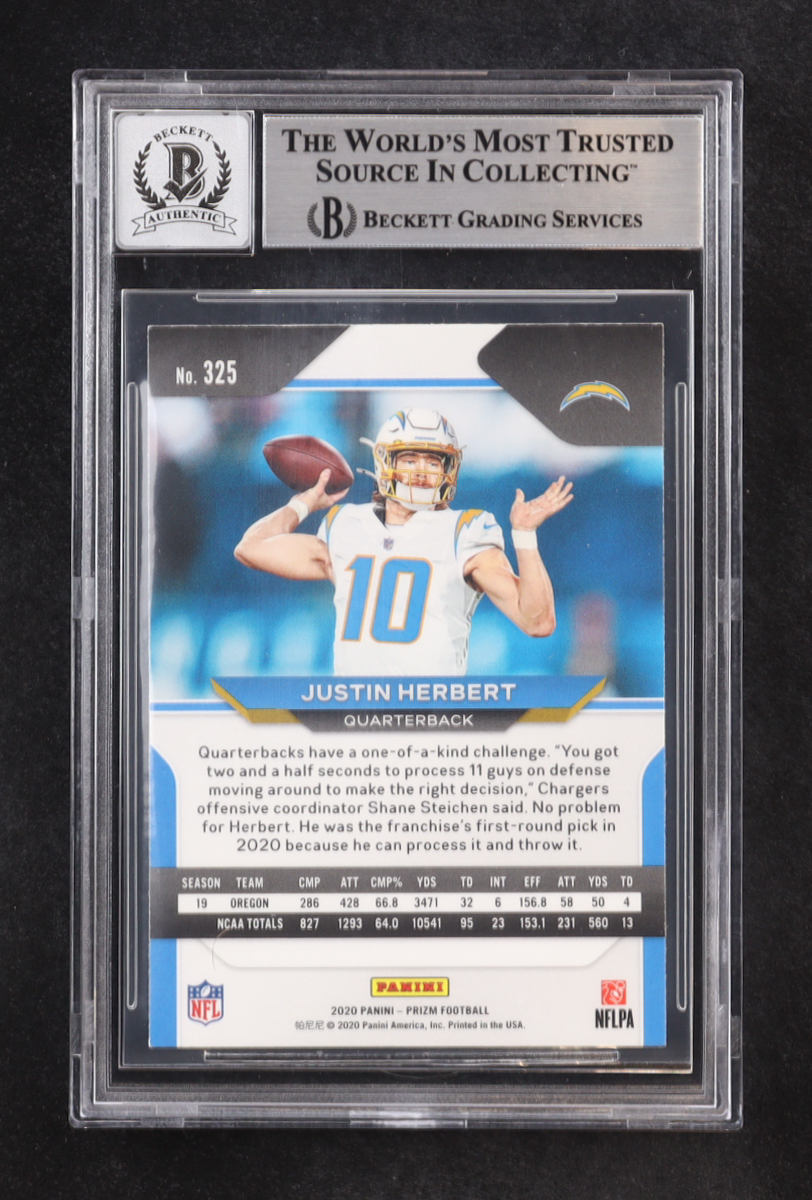 Justin Herbert Signed 2020 Panini Prizm #325A RC (BGS | Auto 10) at PristineAuction.com Justin Herbert Signed 2020 Panini Prizm #325A RC (BGS | Auto 10) at PristineAuction.com