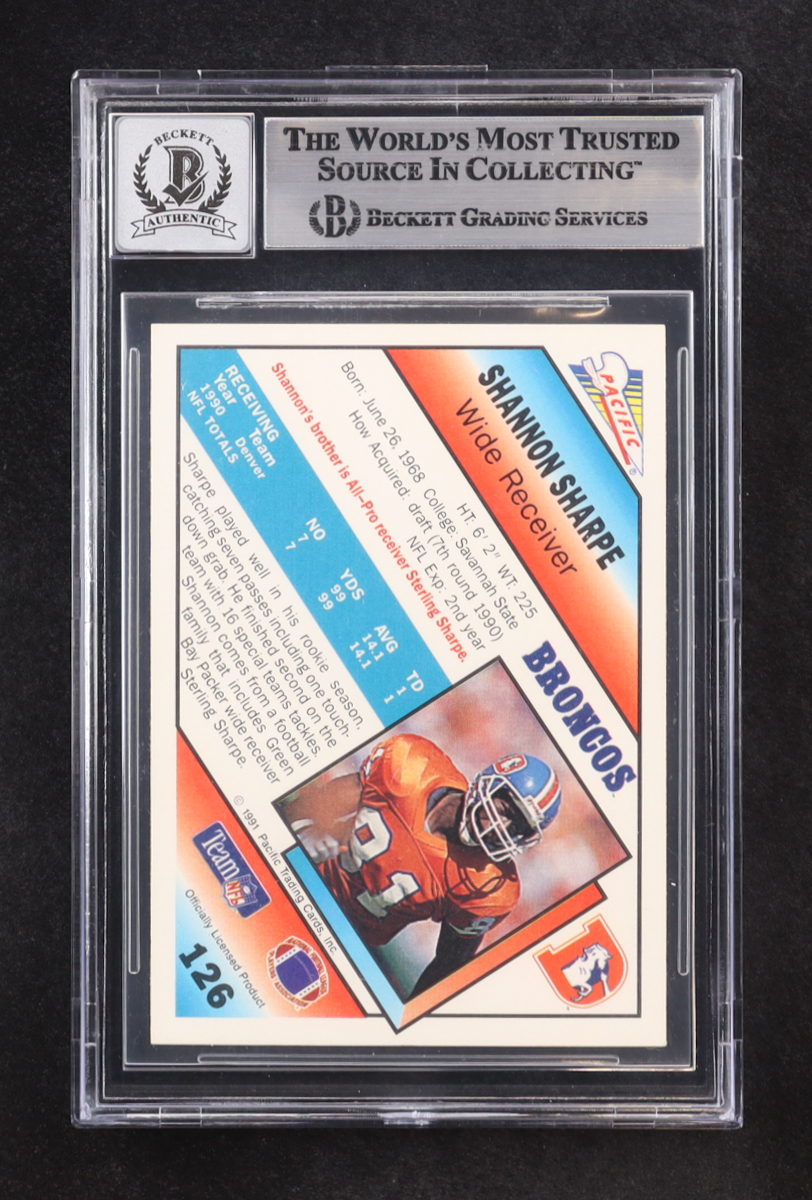Shannon Sharpe Signed 1991 Pacific #126 (BGS | Auto 10) at PristineAuction.com Shannon Sharpe Signed 1991 Pacific #126 (BGS | Auto 10) at PristineAuction.com