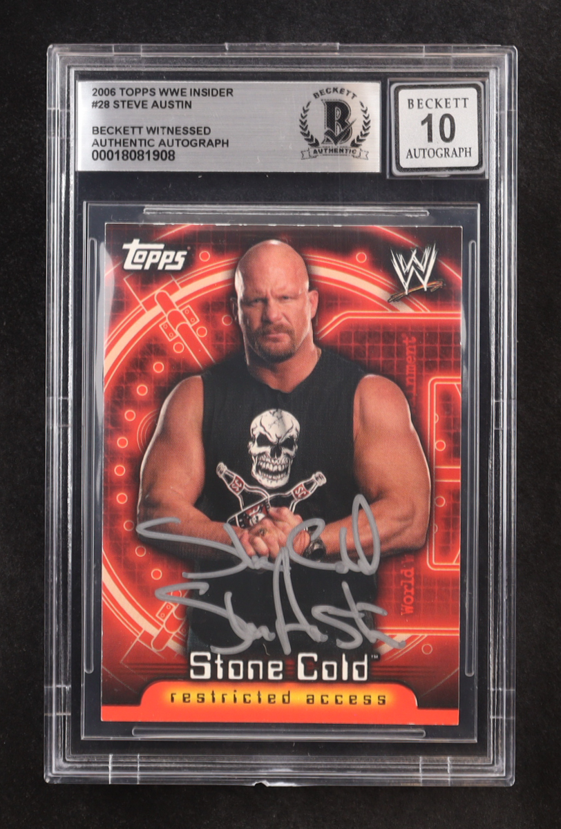 Stone Cold Steve Austin Signed 2006 Topps WWE Insider #28 (BGS | Auto 10) at PristineAuction.com Stone Cold Steve Austin Signed 2006 Topps WWE Insider #28 (BGS | Auto 10) at PristineAuction.com