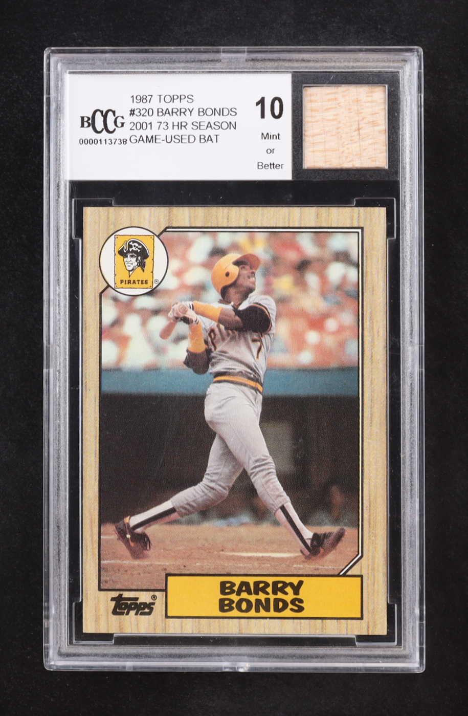 Barry Bonds 1987 Topps 2001 73 HR season Game-Used Bat #320 RC (BCCG 10) at PristineAuction.com Barry Bonds 1987 Topps 2001 73 HR season Game-Used Bat #320 RC (BCCG 10) at PristineAuction.com
