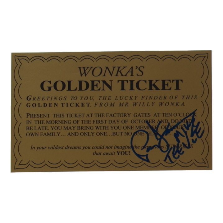 Paris Themmen Signed "Willy Wonka and the Chocolate Factory" Golden Ticket Inscribed "Mike Teevee" (JSA) at PristineAuction.com Paris Themmen Signed "Willy Wonka and the Chocolate Factory" Golden Ticket Inscribed "Mike Teevee" (JSA) at PristineAuction.com
