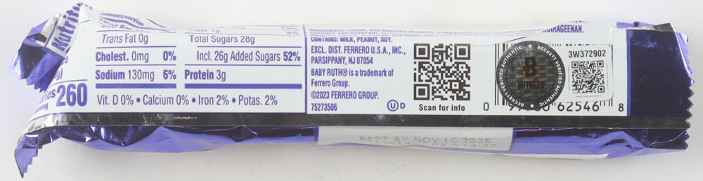 Jeff Cohen Signed "Baby Ruth" Prop Candy Bar Inscribed "Chunk" (Beckett) at PristineAuction.com Jeff Cohen Signed "Baby Ruth" Prop Candy Bar Inscribed "Chunk" (Beckett) at PristineAuction.com