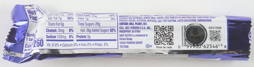 Jeff Cohen Signed "Baby Ruth" Prop Candy Bar Inscribed "Chunk" (Beckett) at PristineAuction.com Jeff Cohen Signed "Baby Ruth" Prop Candy Bar Inscribed "Chunk" (Beckett) at PristineAuction.com