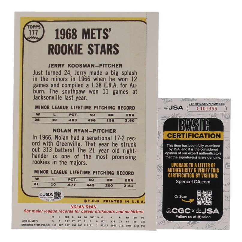 Nolan Ryan & Jerry Koosman Signed Mets 5x7 Photocard (JSA) at PristineAuction.com Nolan Ryan & Jerry Koosman Signed Mets 5x7 Photocard (JSA) at PristineAuction.com