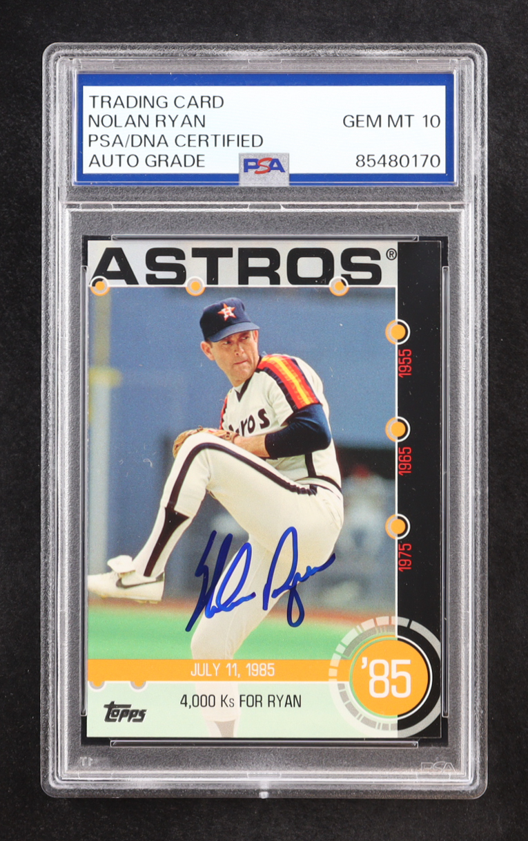 Nolan Ryan Signed 2015 Topps 4,000 Ks For Ryan #14-B (PSA | Autograph Graded PSA 10) at PristineAuction.com Nolan Ryan Signed 2015 Topps 4,000 Ks For Ryan #14-B (PSA | Autograph Graded PSA 10) at PristineAuction.com