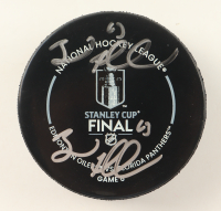 Brad Marchand Twice-Signed 2025 Stanley Cup Final Logo Hockey Puck (JSA & Marchand) at PristineAuction.com