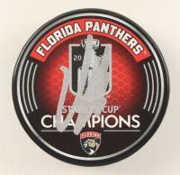 Aleksander Barkov Signed Panthers 2025 Stanley Cup Champions Logo Hockey Puck (JSA) at PristineAuction.com