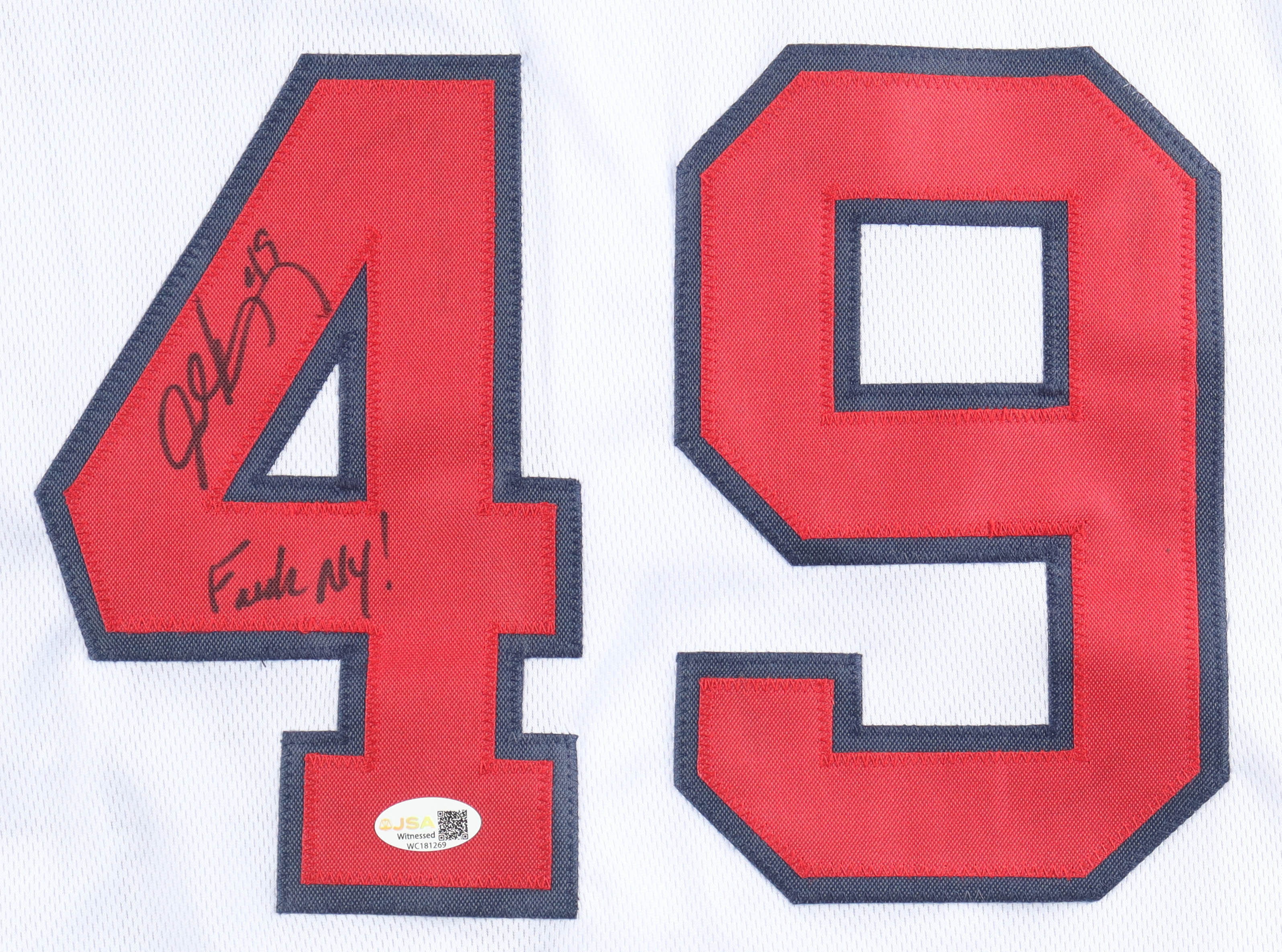 John Rocker Signed Jersey Inscribed "F*** NY!" (JSA) at PristineAuction.com John Rocker Signed Jersey Inscribed "F*** NY!" (JSA) at PristineAuction.com