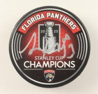 Sam Reinhart Signed Panthers 2025 Stanley Cup Champions Logo Hockey Puck (JSA) at PristineAuction.com
