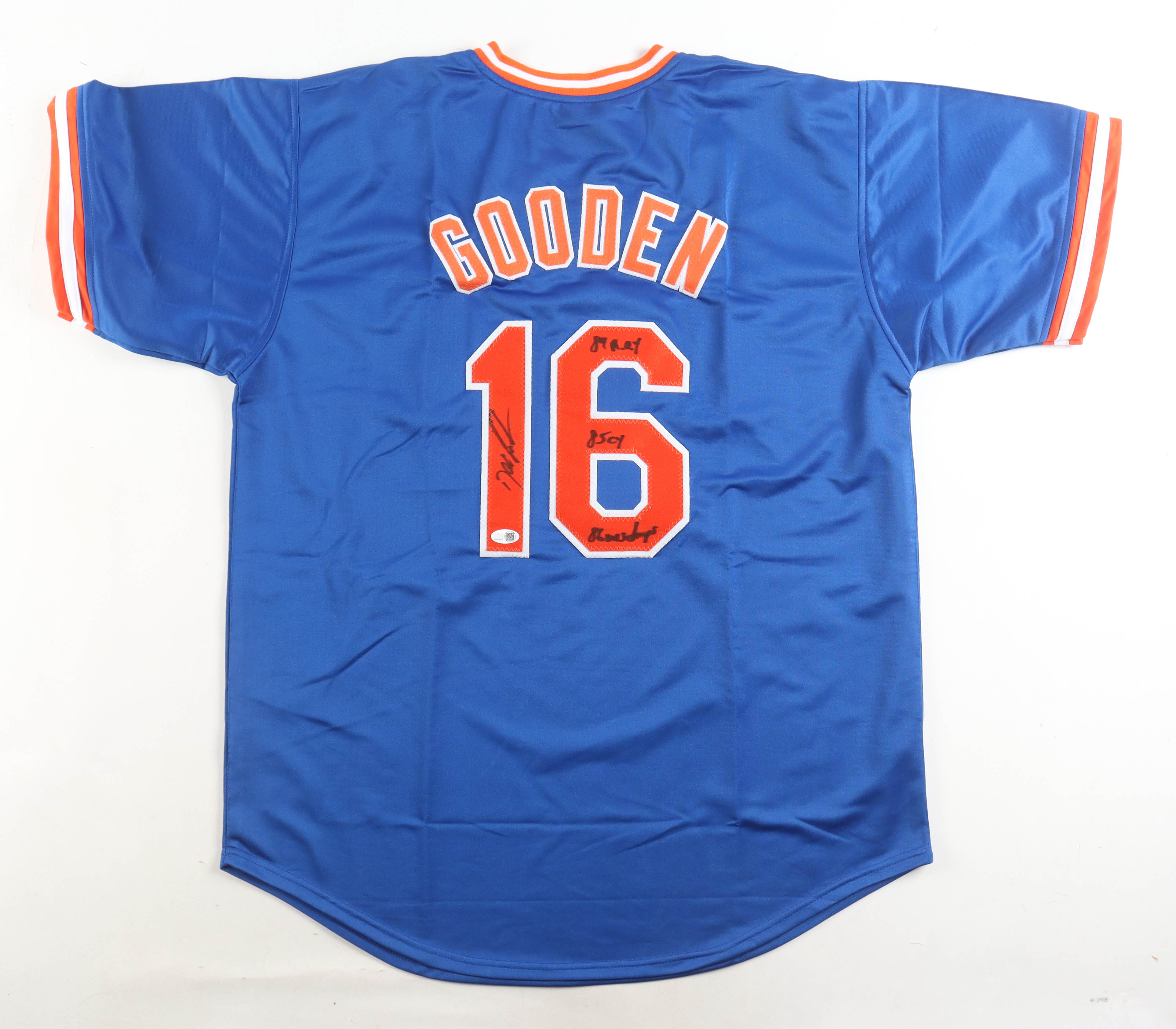Dwight "Doc" Gooden Signed Jersey Inscribed "84 R.O.Y", "85 CY", & "86 W.S. Champs" (JSA) at PristineAuction.com Dwight "Doc" Gooden Signed Jersey Inscribed "84 R.O.Y", "85 CY", & "86 W.S. Champs" (JSA) at PristineAuction.com