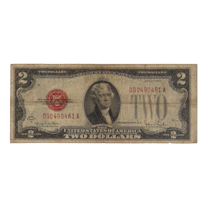 1928-G United States $2 Two Dollar Legal Tender Note - Red Seal at PristineAuction.com 1928-G United States $2 Two Dollar Legal Tender Note - Red Seal at PristineAuction.com