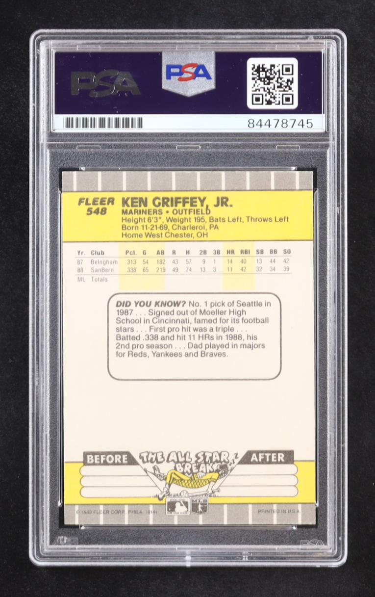 Ken Griffey Jr. Signed 1989 Inscribed "HOF 16" Fleer #548 RC (PSA | Autograph Graded PSA 10) at PristineAuction.com Ken Griffey Jr. Signed 1989 Inscribed "HOF 16" Fleer #548 RC (PSA | Autograph Graded PSA 10) at PristineAuction.com