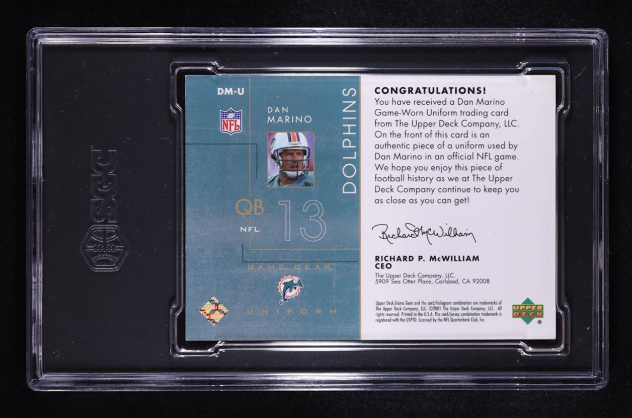 Dan Marino 2001 UD Game Gear Uniforms #DMU (SGC 7) at PristineAuction.com Dan Marino 2001 UD Game Gear Uniforms #DMU (SGC 7) at PristineAuction.com
