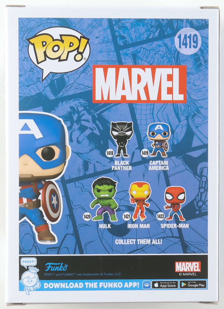 Chris Evans Signed "Marvel" #1419 Captain America Funko Pop! Vinyl Figure (JSA) at PristineAuction.com Chris Evans Signed "Marvel" #1419 Captain America Funko Pop! Vinyl Figure (JSA) at PristineAuction.com