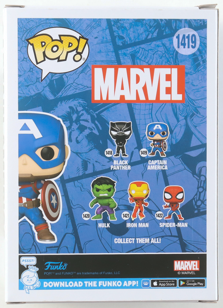 Chris Evans Signed "Marvel" #1419 Captain America Funko Pop! Vinyl Figure (JSA) at PristineAuction.com Chris Evans Signed "Marvel" #1419 Captain America Funko Pop! Vinyl Figure (JSA) at PristineAuction.com