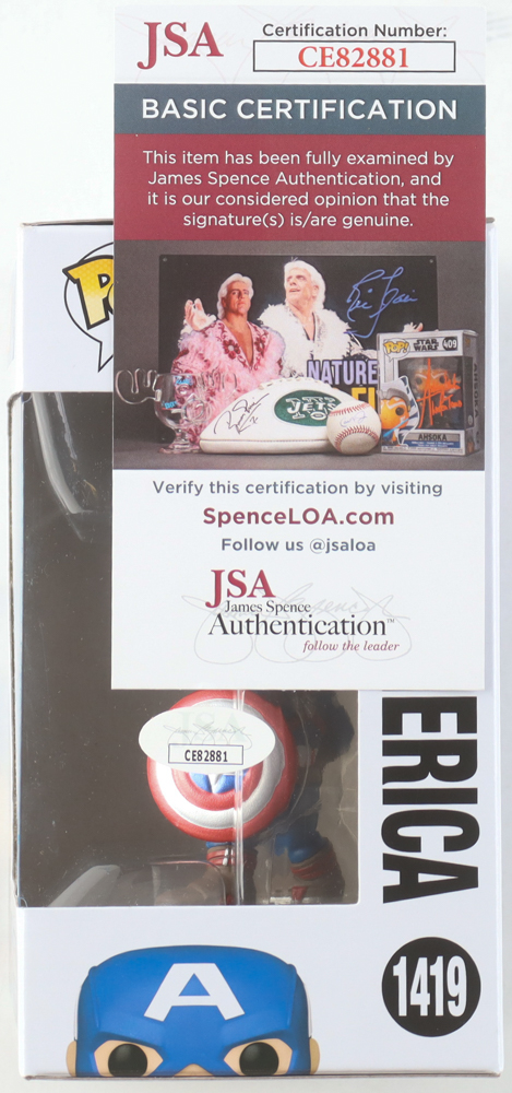 Chris Evans Signed "Marvel" #1419 Captain America Funko Pop! Vinyl Figure (JSA) at PristineAuction.com Chris Evans Signed "Marvel" #1419 Captain America Funko Pop! Vinyl Figure (JSA) at PristineAuction.com