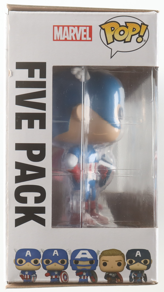 Chris Evans Signed "Captain America: Through The Ages" Year Of The Shield Funko Pop! 5-Pack Bobble-Head Figure Set (JSA) at PristineAuction.com Chris Evans Signed "Captain America: Through The Ages" Year Of The Shield Funko Pop! 5-Pack Bobble-Head Figure Set (JSA) at PristineAuction.com