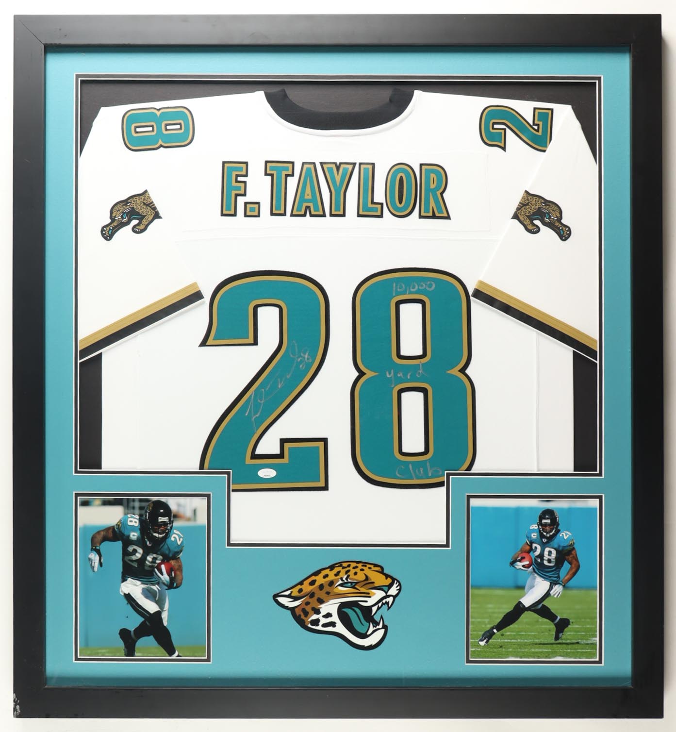 Fred Taylor Signed Custom Framed Jersey Display Inscribed "10,000 Yard Club" (JSA) at PristineAuction.com Fred Taylor Signed Custom Framed Jersey Display Inscribed "10,000 Yard Club" (JSA) at PristineAuction.com