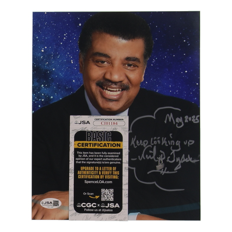 Neil deGrasse Tyson Signed 8x10 Photo Inscribed "May 2025" & "Keep Looking Up" (JSA) at PristineAuction.com Neil deGrasse Tyson Signed 8x10 Photo Inscribed "May 2025" & "Keep Looking Up" (JSA) at PristineAuction.com
