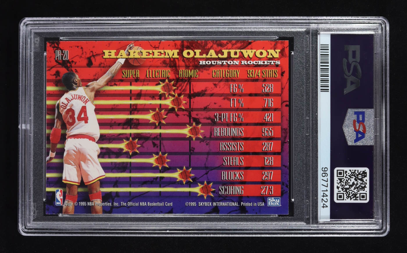 Hakeem Olajuwon 1994 NBA Hoops Power Ratings #PR-20 (PSA 8) at PristineAuction.com Hakeem Olajuwon 1994 NBA Hoops Power Ratings #PR-20 (PSA 8) at PristineAuction.com