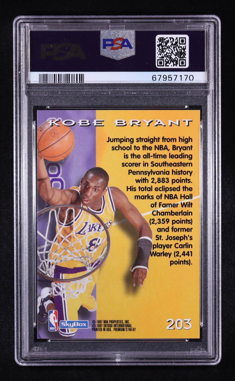Kobe Bryant 1996-97 SkyBox Premium #203 ROO RC (PSA 7) at PristineAuction.com Kobe Bryant 1996-97 SkyBox Premium #203 ROO RC (PSA 7) at PristineAuction.com