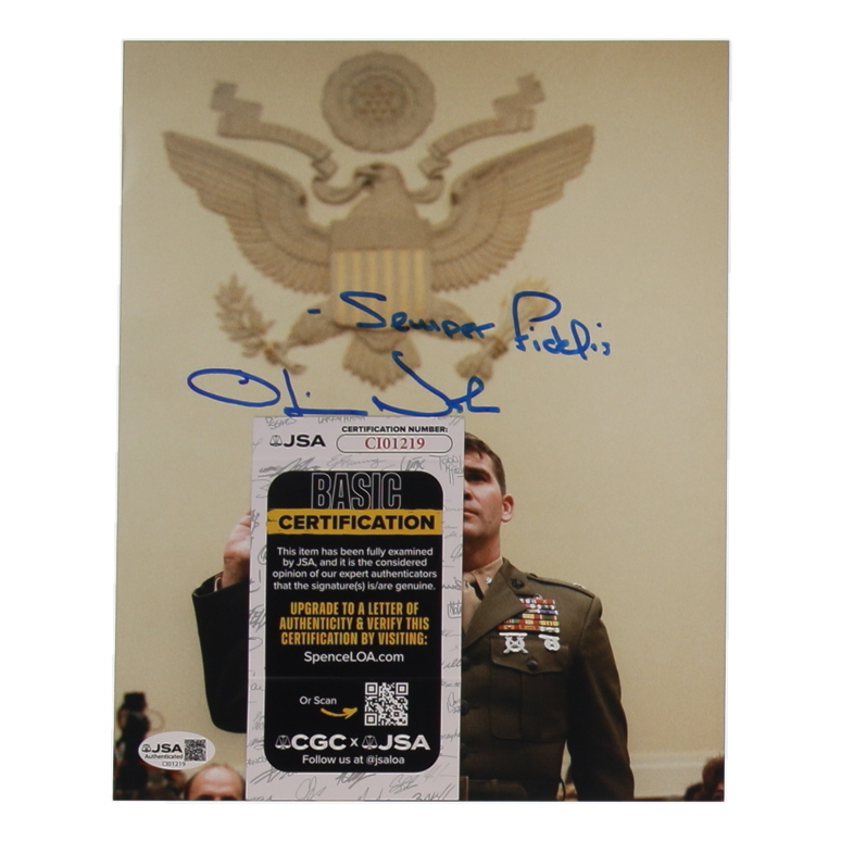 Oliver North Signed 8x10 Photo Inscribed "Semper Fidelis" (JSA) at PristineAuction.com Oliver North Signed 8x10 Photo Inscribed "Semper Fidelis" (JSA) at PristineAuction.com