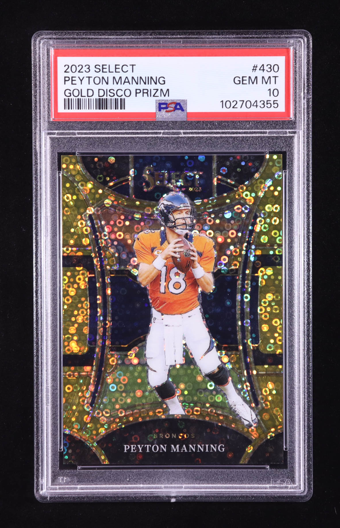 Peyton Manning 2023 Select Prizm Gold Disco #430 #08/10 (PSA 10) at PristineAuction.com Peyton Manning 2023 Select Prizm Gold Disco #430 #08/10 (PSA 10) at PristineAuction.com