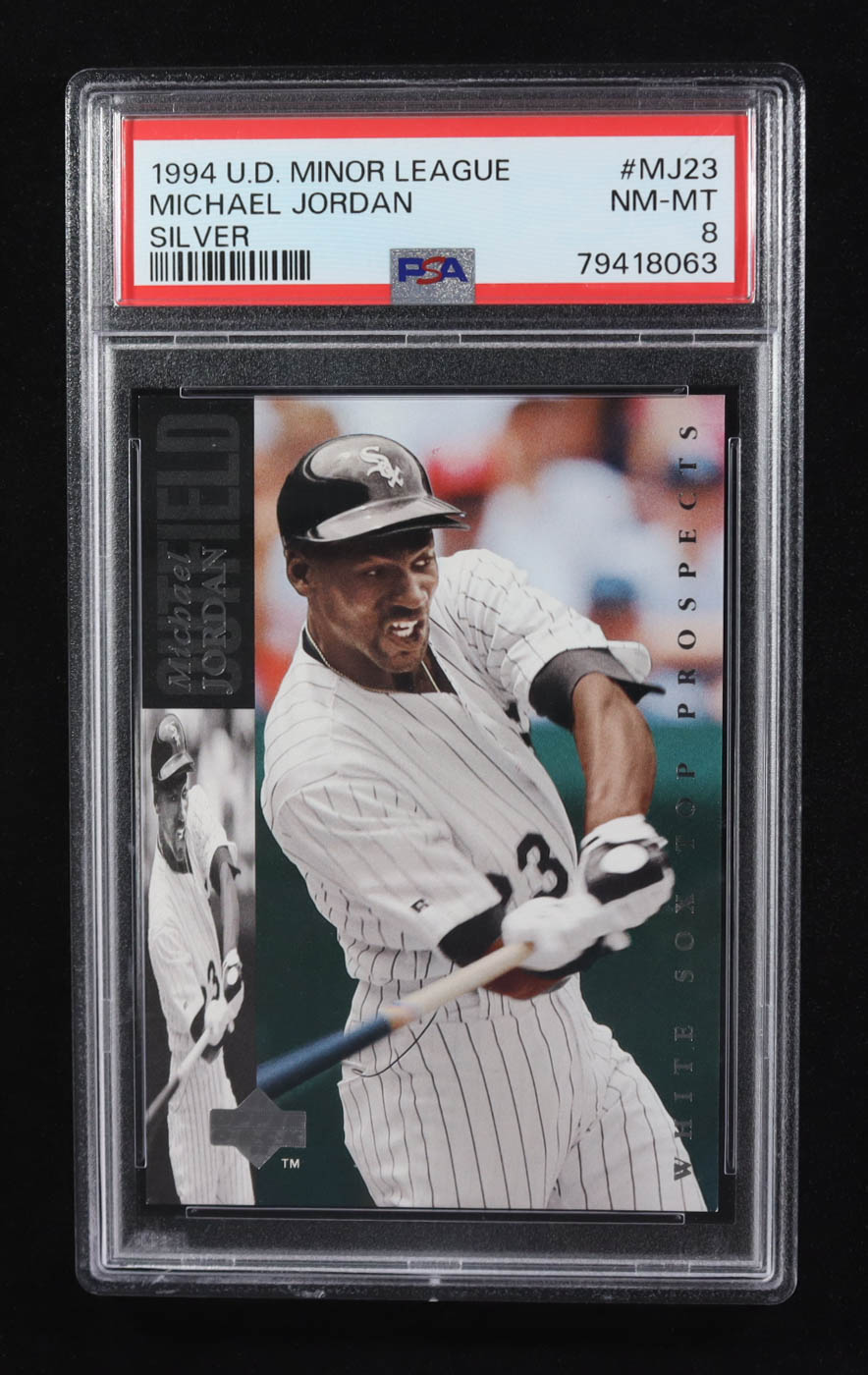Michael Jordan 1994 Upper Deck Minor League Silver #MJ-23 RC (PSA 8) at PristineAuction.com Michael Jordan 1994 Upper Deck Minor League Silver #MJ-23 RC (PSA 8) at PristineAuction.com