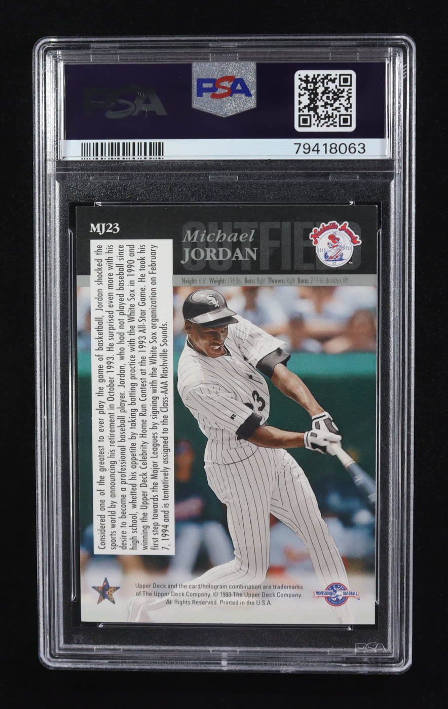 Michael Jordan 1994 Upper Deck Minor League Silver #MJ-23 RC (PSA 8) at PristineAuction.com Michael Jordan 1994 Upper Deck Minor League Silver #MJ-23 RC (PSA 8) at PristineAuction.com