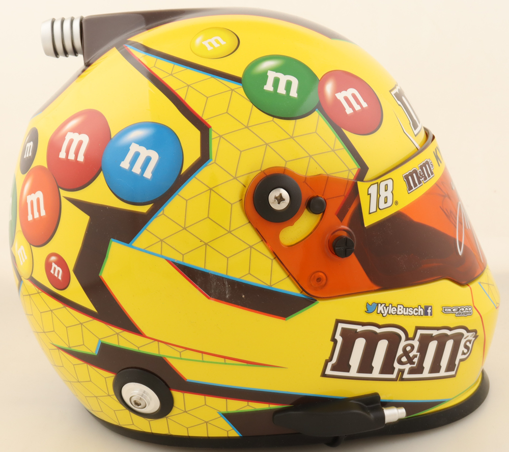 Kyle Busch Signed NASCAR M&M's Full-Size Helmet Inscribed "Rowdy" (JSA) at PristineAuction.com Kyle Busch Signed NASCAR M&M's Full-Size Helmet Inscribed "Rowdy" (JSA) at PristineAuction.com