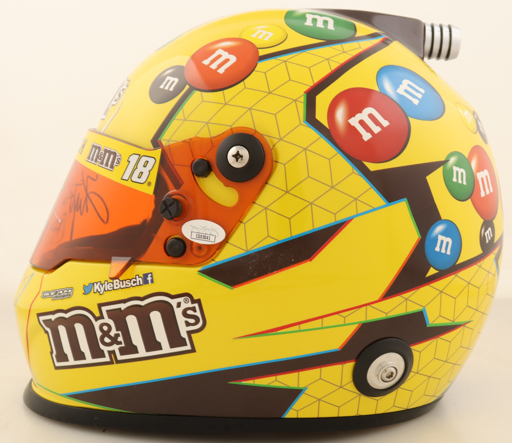 Kyle Busch Signed NASCAR M&M's Full-Size Helmet Inscribed "Rowdy" (JSA) at PristineAuction.com Kyle Busch Signed NASCAR M&M's Full-Size Helmet Inscribed "Rowdy" (JSA) at PristineAuction.com