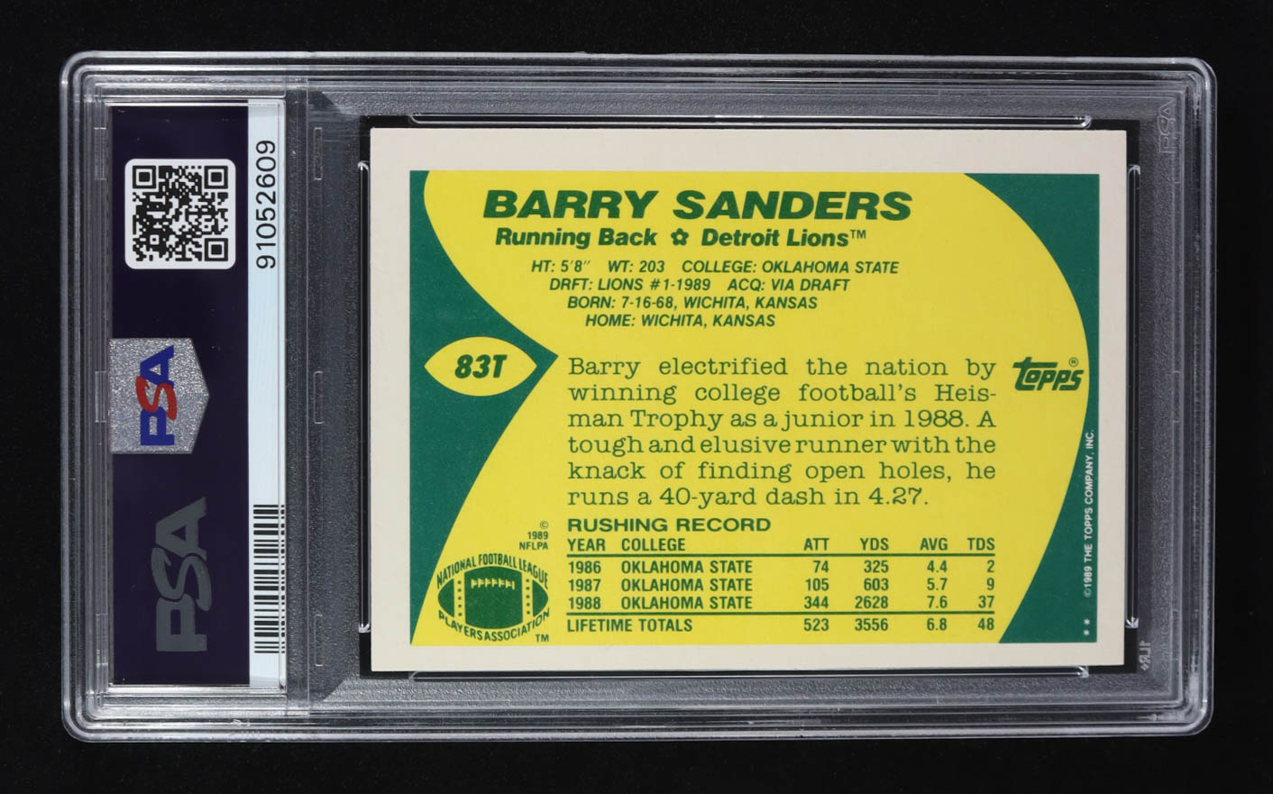 Barry Sanders 1989 Topps Traded #83T RC (PSA 8) at PristineAuction.com Barry Sanders 1989 Topps Traded #83T RC (PSA 8) at PristineAuction.com