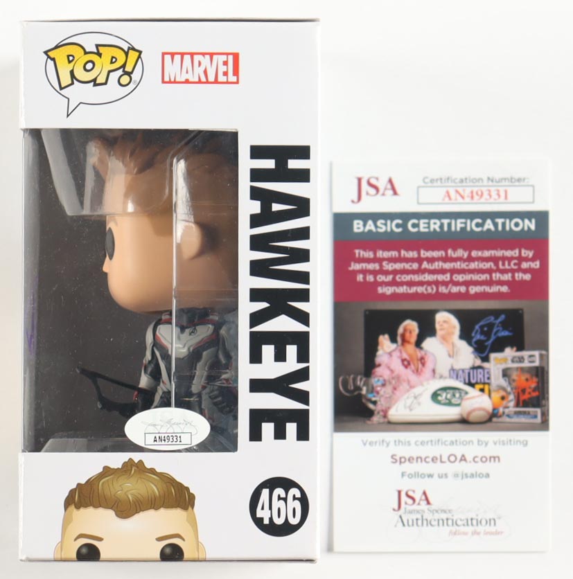 Jeremy Renner Signed "Marvel: Avengers" #466 Hawkeye Bobble-Head Funko Pop! Vinyl Figure (JSA) at PristineAuction.com Jeremy Renner Signed "Marvel: Avengers" #466 Hawkeye Bobble-Head Funko Pop! Vinyl Figure (JSA) at PristineAuction.com