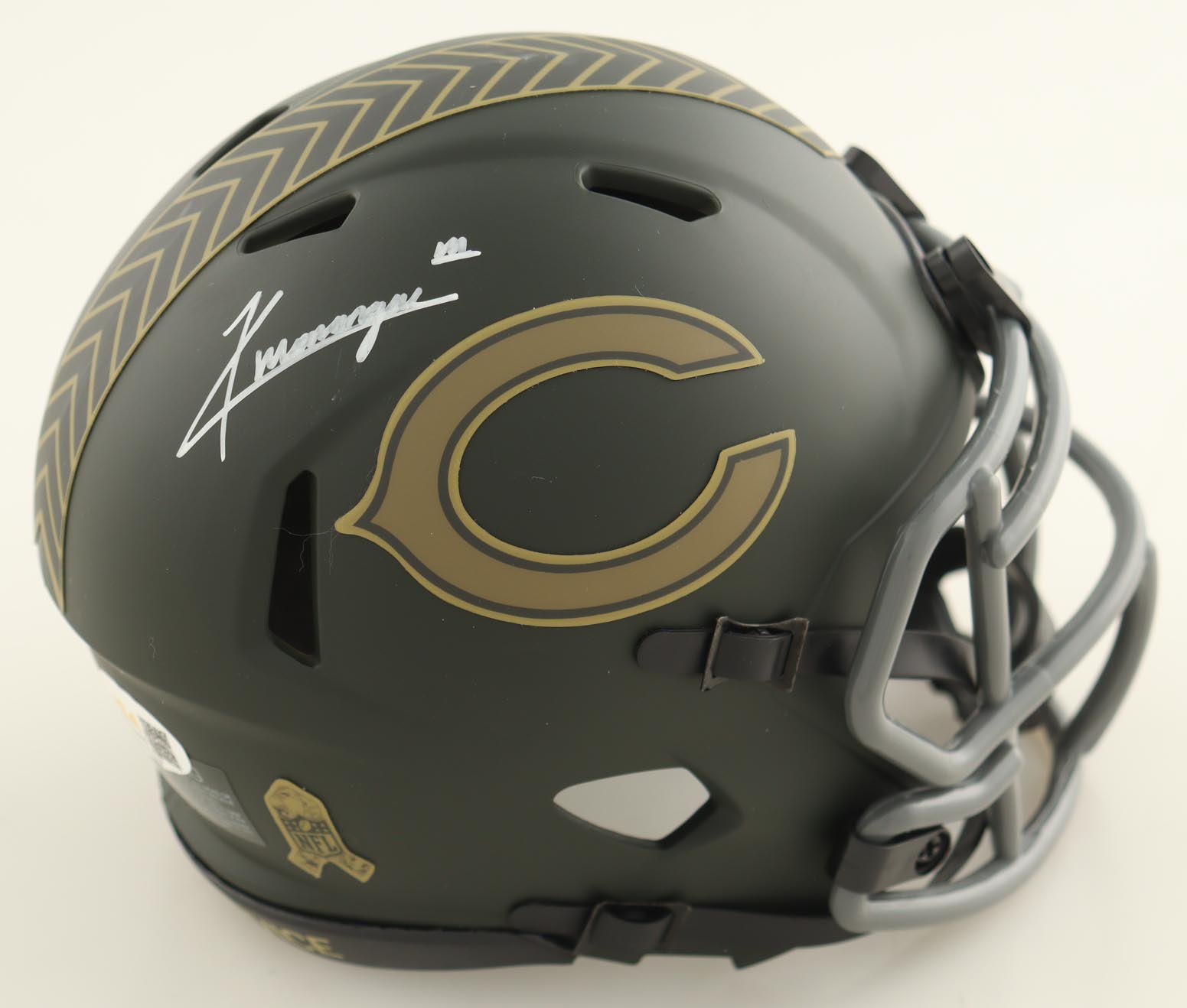 Kyle Monangai Signed Bears Salute To Service Alternate Speed Mini Helmet (JSA) at PristineAuction.com Kyle Monangai Signed Bears Salute To Service Alternate Speed Mini Helmet (JSA) at PristineAuction.com