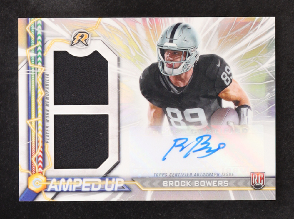 Brock Bowers 2024 Topps Resurgence Amped Up Rookie Patch Autographs #AUBB RC
