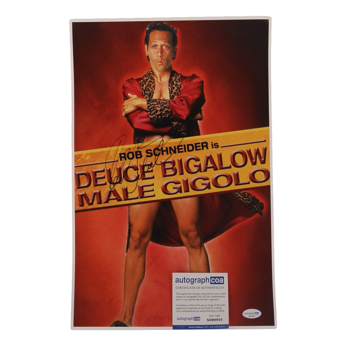 Rob Schneider Signed "Deuce Bigalow: Male Gigolo" 11x17 Photo (ACOA) at PristineAuction.com Rob Schneider Signed "Deuce Bigalow: Male Gigolo" 11x17 Photo (ACOA) at PristineAuction.com