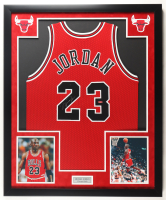 Michael Jordan Signed Bulls Custom Framed Authentic Jersey (UDA & GOAT) at PristineAuction.com