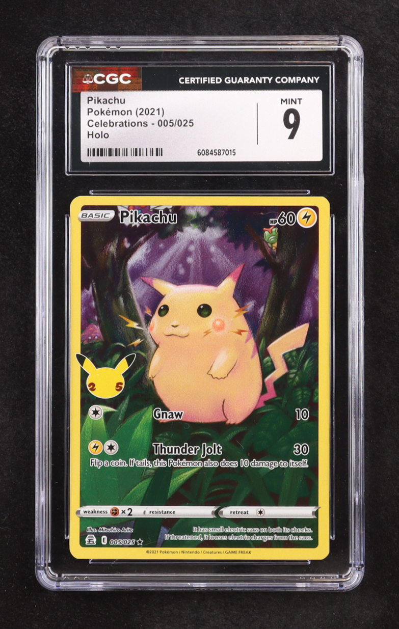Pikachu 2021 Pokemon Celebrations #5 Holo (CGC 9) at PristineAuction.com Pikachu 2021 Pokemon Celebrations #5 Holo (CGC 9) at PristineAuction.com