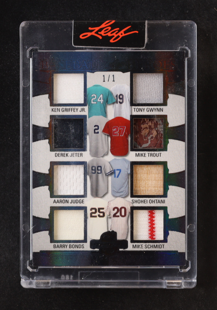 2025 Leaf Spectacular Baseball Heroes Spectrum Black #BH1 Ken Griffey Jr. / Tony Gwynn / Derek Jeter / Mike Trout / Aaron Judge / Shohei Ohtani / Barry Bonds / Mike Schmidt #1/1 at PristineAuction.com 2025 Leaf Spectacular Baseball Heroes Spectrum Black #BH1 Ken Griffey Jr. / Tony Gwynn / Derek Jeter / Mike Trout / Aaron Judge / Shohei Ohtani / Barry Bonds / Mike Schmidt #1/1 at PristineAuction.com