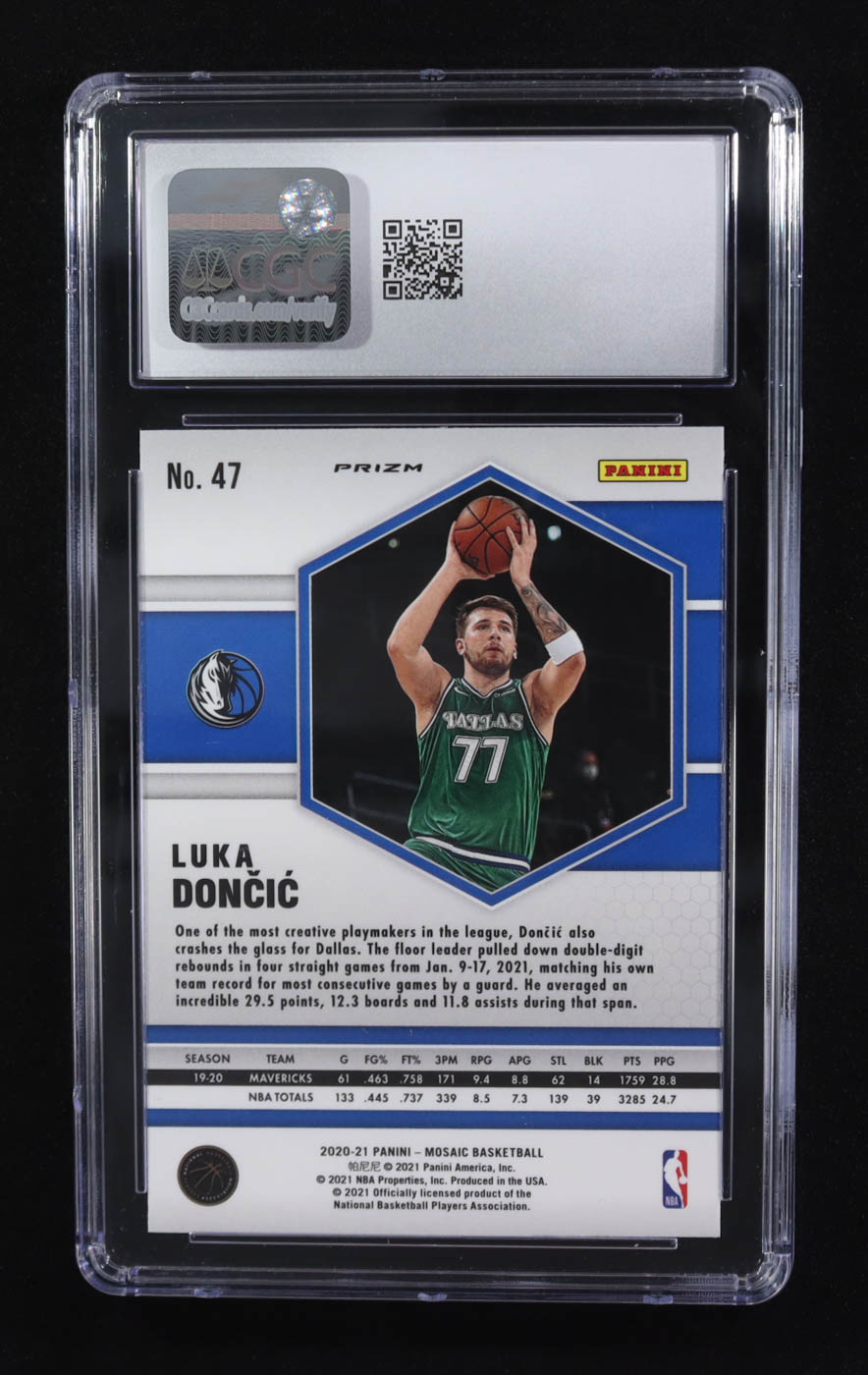 Luka Doncic 2020-21 Panini Mosaic Camo Pink Prizm #47 (CGC 10) at PristineAuction.com Luka Doncic 2020-21 Panini Mosaic Camo Pink Prizm #47 (CGC 10) at PristineAuction.com