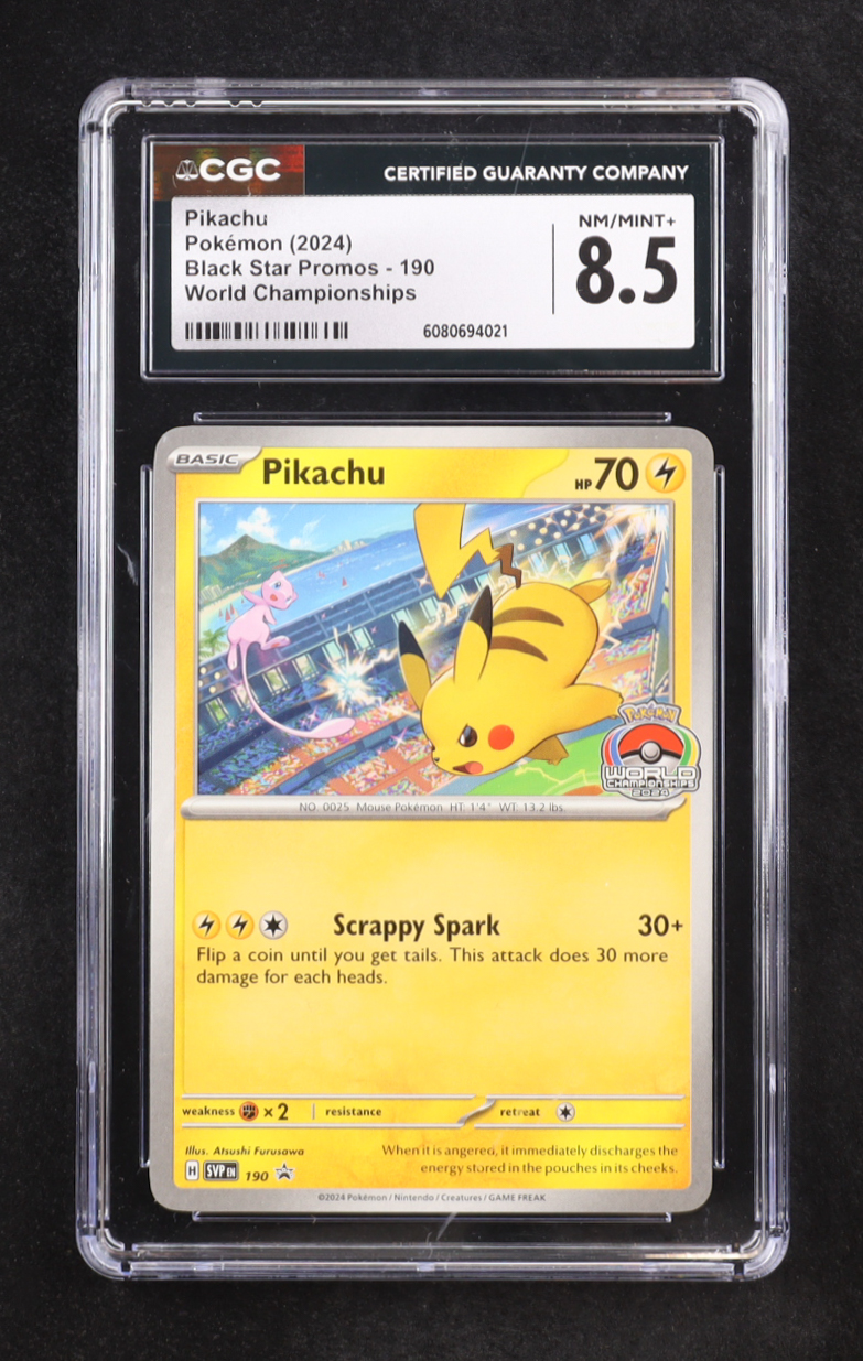 Pikachu 2024 Pokemon Scarlet & Violet Promos #190 (CGC 8.5) at PristineAuction.com Pikachu 2024 Pokemon Scarlet & Violet Promos #190 (CGC 8.5) at PristineAuction.com