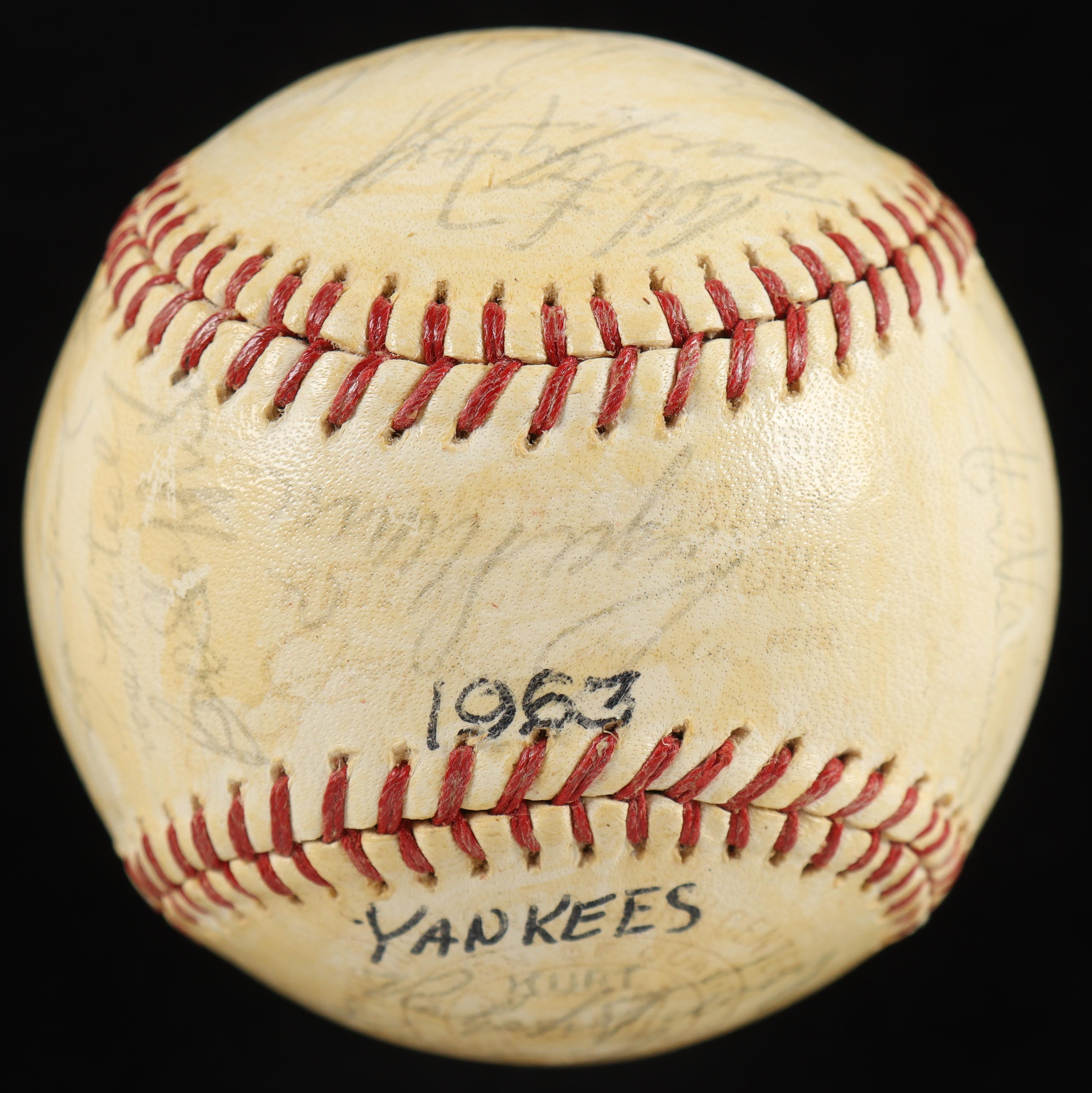 Mickey Mantle, Whitey Ford, Yogi Berra | 1963 American League Champion Yankees Baseball Team-Signed By (30) (JSA) at PristineAuction.com Mickey Mantle, Whitey Ford, Yogi Berra | 1963 American League Champion Yankees Baseball Team-Signed By (30) (JSA) at PristineAuction.com