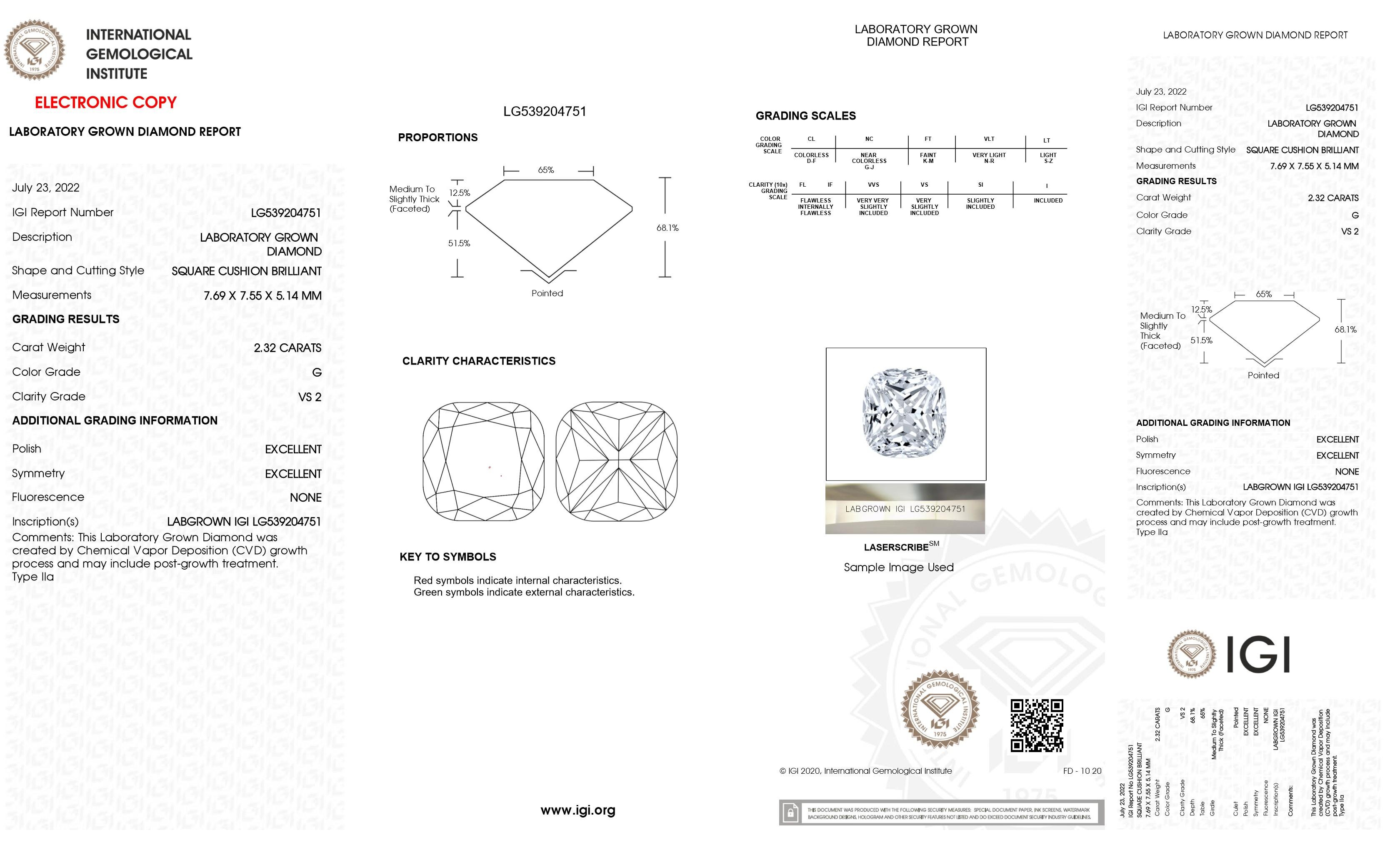New 2.32 Carats Lab Grown Diamond Pendant G, VS2 | Estimated Retail Value: $4,600 (UGL & IGI) at PristineAuction.com New 2.32 Carats Lab Grown Diamond Pendant G, VS2 | Estimated Retail Value: $4,600 (UGL & IGI) at PristineAuction.com