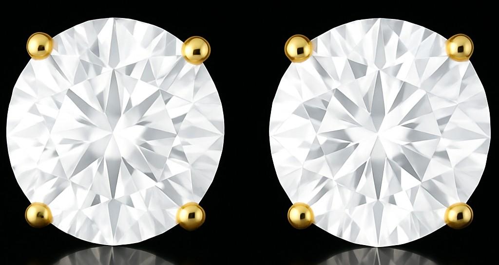 New 14kt Yellow Gold 3.68 CTW Lab Grown Pair of Diamond Stud Earrings E, VS2 | Estimated Retail Value: $7,200 (UGL & IGI) at PristineAuction.com New 14kt Yellow Gold 3.68 CTW Lab Grown Pair of Diamond Stud Earrings E, VS2 | Estimated Retail Value: $7,200 (UGL & IGI) at PristineAuction.com