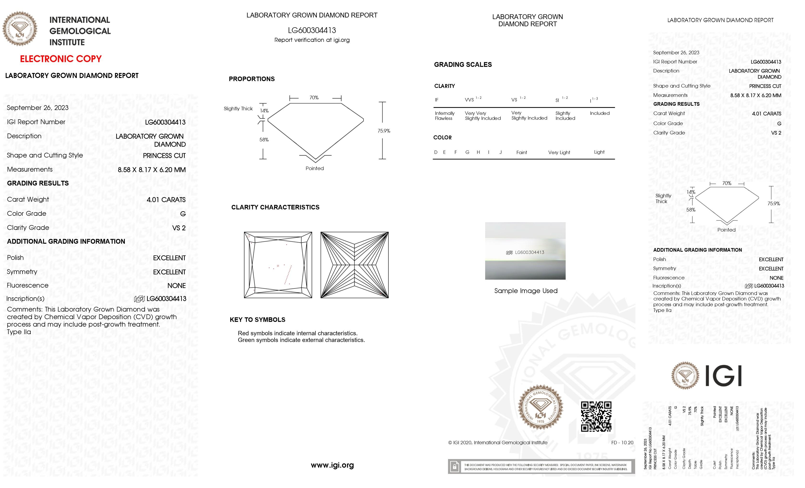 New 4.01 Carats Lab Grown Diamond Ring G, VS2 | Estimated Retail Value: $7,500 (UGL & IGI) at PristineAuction.com New 4.01 Carats Lab Grown Diamond Ring G, VS2 | Estimated Retail Value: $7,500 (UGL & IGI) at PristineAuction.com