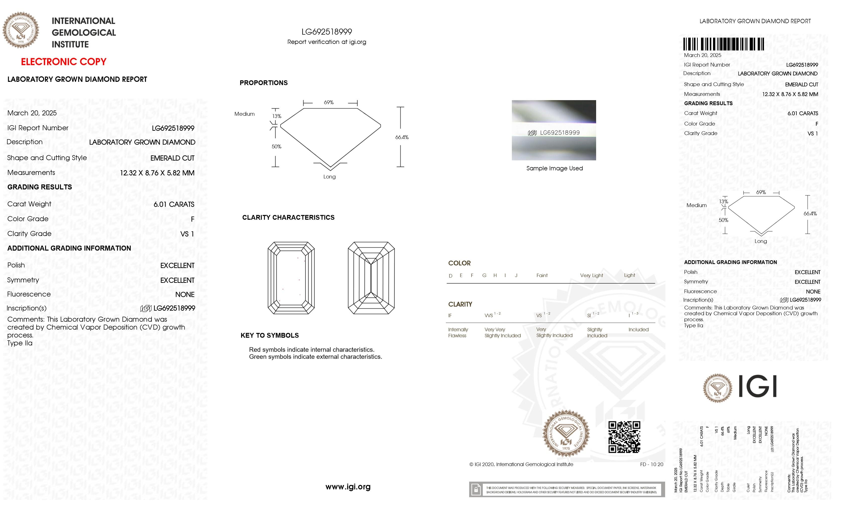 New 6.01 Carats Lab Grown Diamond Pendant F, VS1 | Estimated Retail Value: $10,750 (UGL & IGI) at PristineAuction.com New 6.01 Carats Lab Grown Diamond Pendant F, VS1 | Estimated Retail Value: $10,750 (UGL & IGI) at PristineAuction.com
