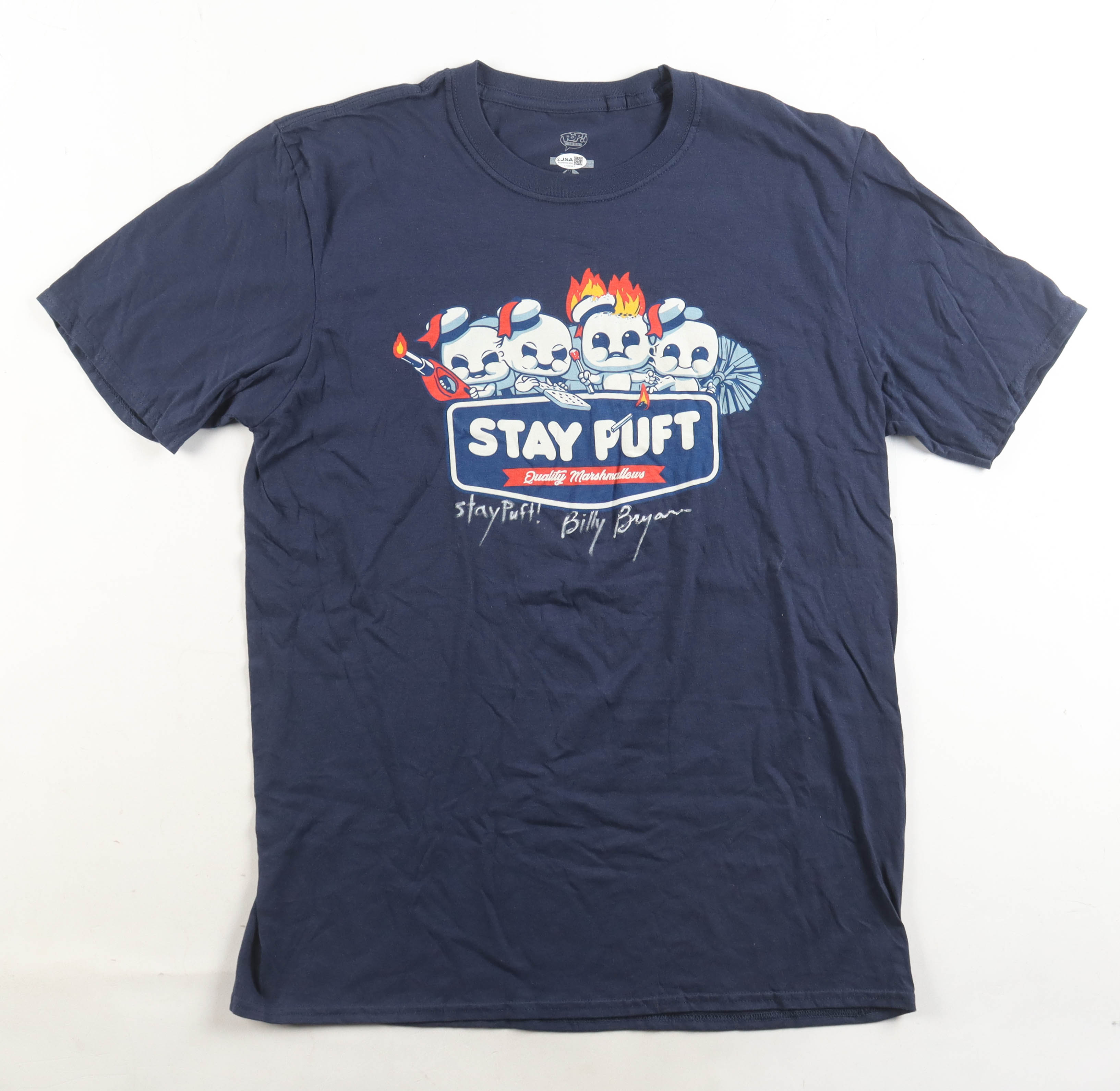 Billy Bryan Signed "Ghostbusters" T-Shirt Inscribed "Stay Puft!" (JSA) at PristineAuction.com Billy Bryan Signed "Ghostbusters" T-Shirt Inscribed "Stay Puft!" (JSA) at PristineAuction.com