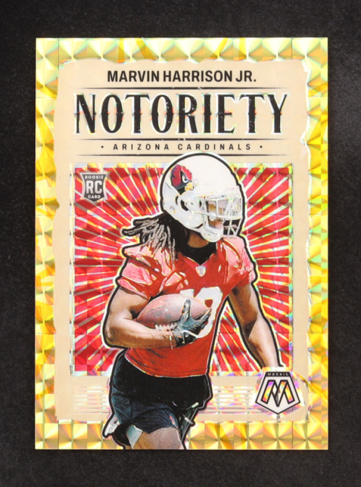 Marvin Harrison Jr. 2024 Panini Mosaic Notoriety Mosaic Reactive Yellow #22 RC #65/89