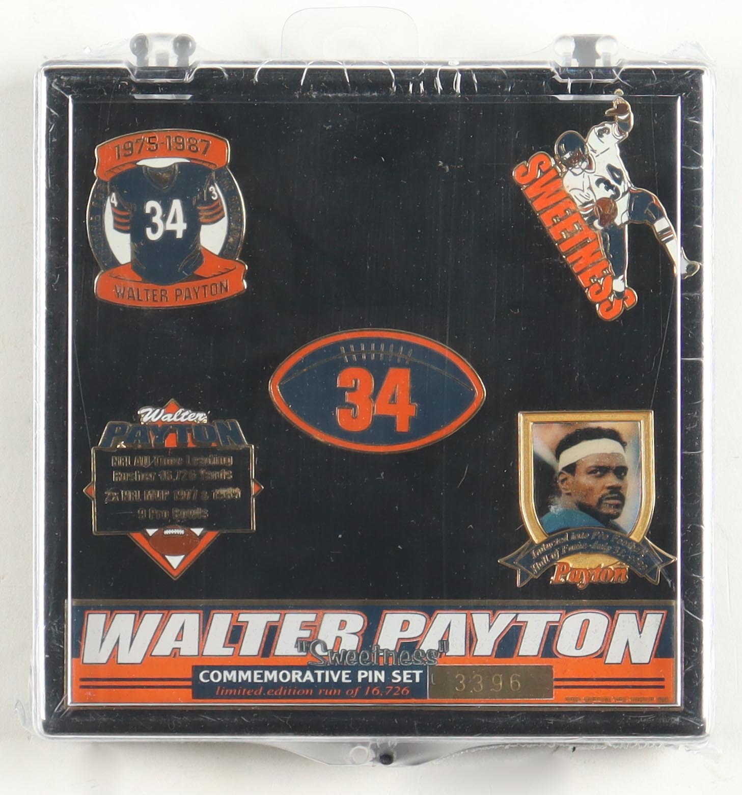 Walter Payton LE "Sweetness" Commemorative Pin Set With (5) Pins at PristineAuction.com Walter Payton LE "Sweetness" Commemorative Pin Set With (5) Pins at PristineAuction.com