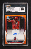 Luis Torres 2023 Bowman Chrome Prospect Autographs Orange Wave Refractors #CPALT #12/25 RC (CGC 10 | Auto 10) at PristineAuction.com